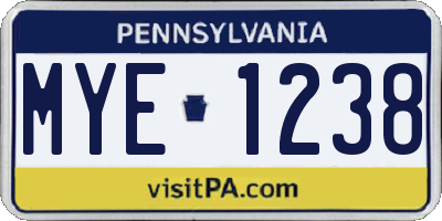 PA license plate MYE1238