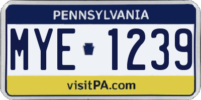 PA license plate MYE1239