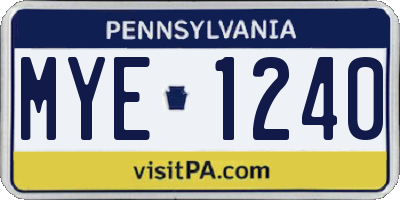 PA license plate MYE1240