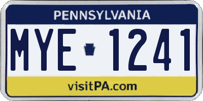 PA license plate MYE1241