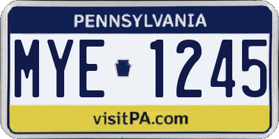 PA license plate MYE1245