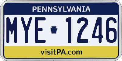 PA license plate MYE1246