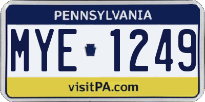 PA license plate MYE1249