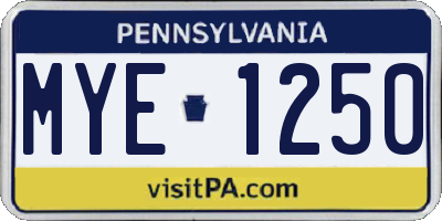 PA license plate MYE1250