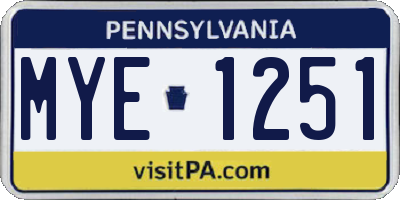 PA license plate MYE1251