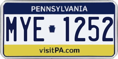 PA license plate MYE1252