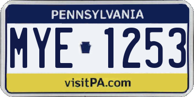 PA license plate MYE1253
