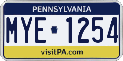 PA license plate MYE1254
