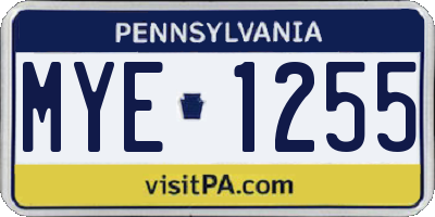 PA license plate MYE1255