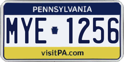 PA license plate MYE1256