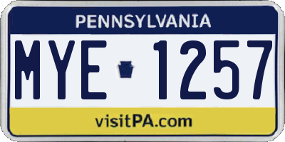 PA license plate MYE1257