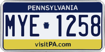 PA license plate MYE1258