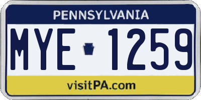 PA license plate MYE1259