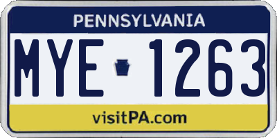 PA license plate MYE1263