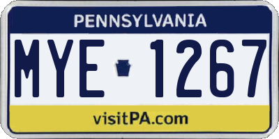 PA license plate MYE1267