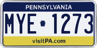 PA license plate MYE1273