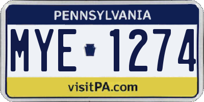 PA license plate MYE1274