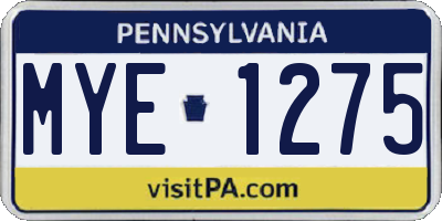 PA license plate MYE1275