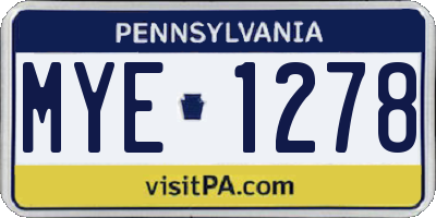 PA license plate MYE1278