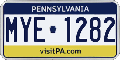 PA license plate MYE1282