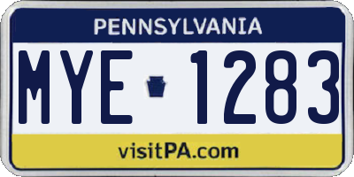 PA license plate MYE1283
