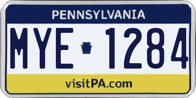 PA license plate MYE1284
