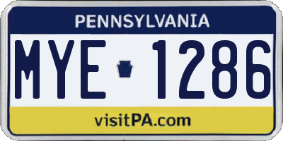 PA license plate MYE1286
