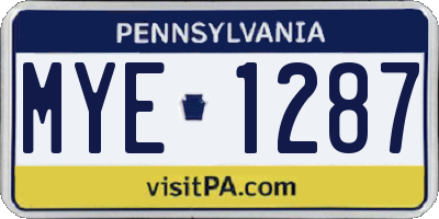 PA license plate MYE1287