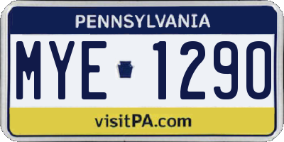 PA license plate MYE1290