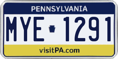 PA license plate MYE1291