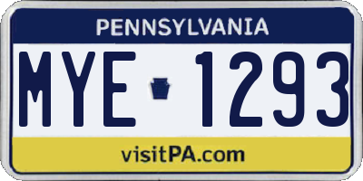 PA license plate MYE1293