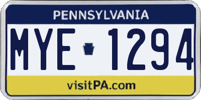 PA license plate MYE1294