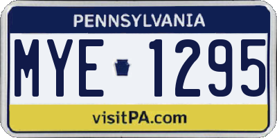 PA license plate MYE1295