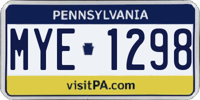 PA license plate MYE1298
