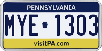 PA license plate MYE1303