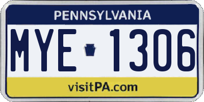 PA license plate MYE1306
