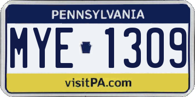 PA license plate MYE1309
