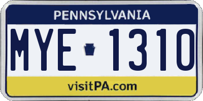 PA license plate MYE1310
