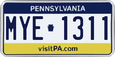 PA license plate MYE1311