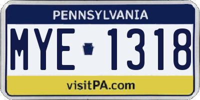 PA license plate MYE1318