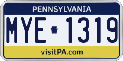 PA license plate MYE1319
