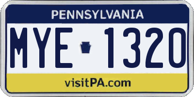 PA license plate MYE1320