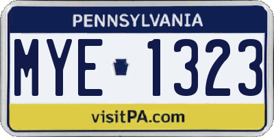 PA license plate MYE1323
