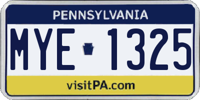PA license plate MYE1325