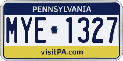 PA license plate MYE1327
