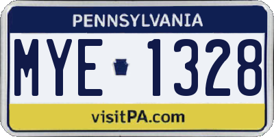 PA license plate MYE1328