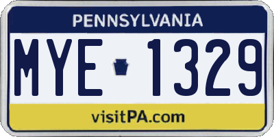 PA license plate MYE1329