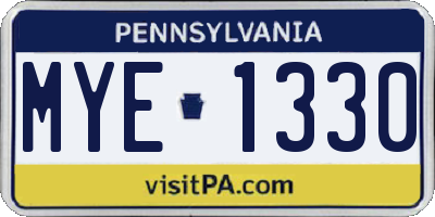 PA license plate MYE1330