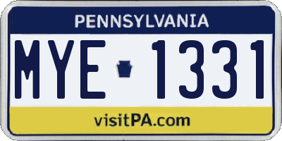 PA license plate MYE1331