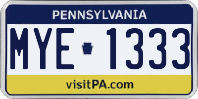 PA license plate MYE1333